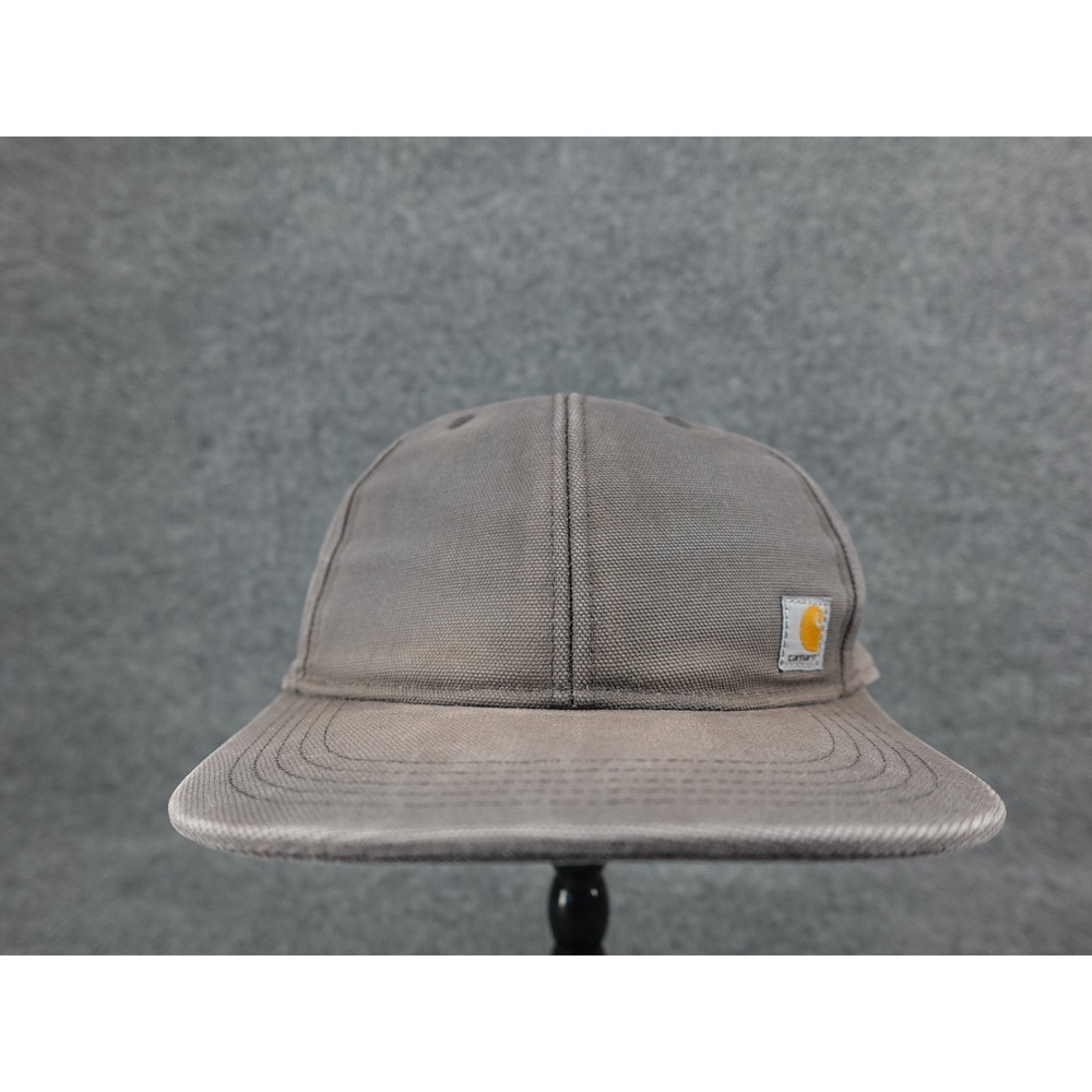 Carhartt Snapback Hat Mens OSFM Gray Faded Canvas Workwear Logo Cap